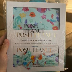 POSH PEANUT NWT swaddle and head wrap set Kai print